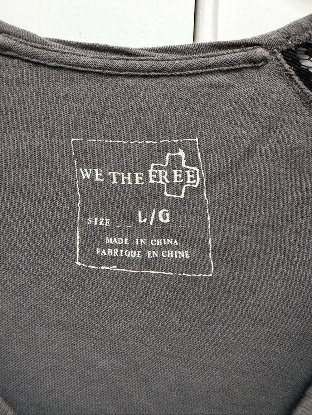 We The Free Gray Graphic Lace-Sleeve Raglan Top Folk Metal - Picture 2 of 5